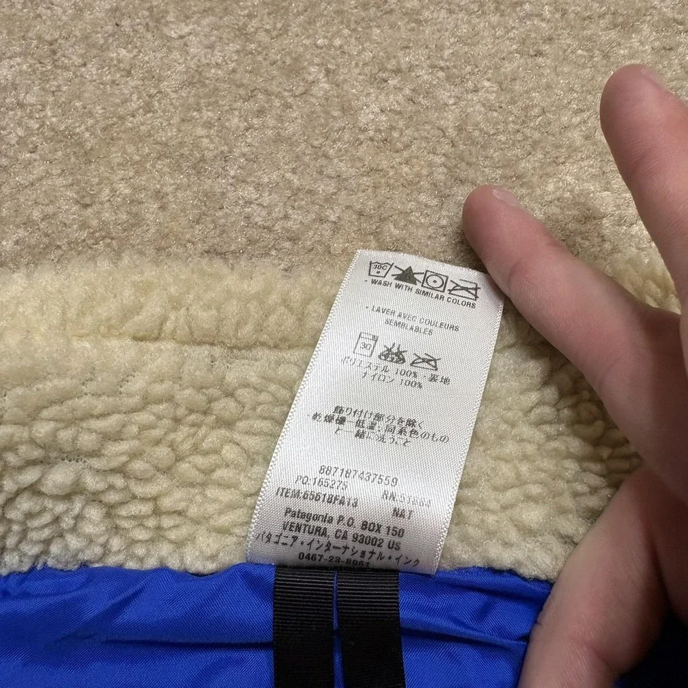 Patagonia Retro X Vest Kids Small White Blue Colorblock Deep Pile Sherpa Fleece